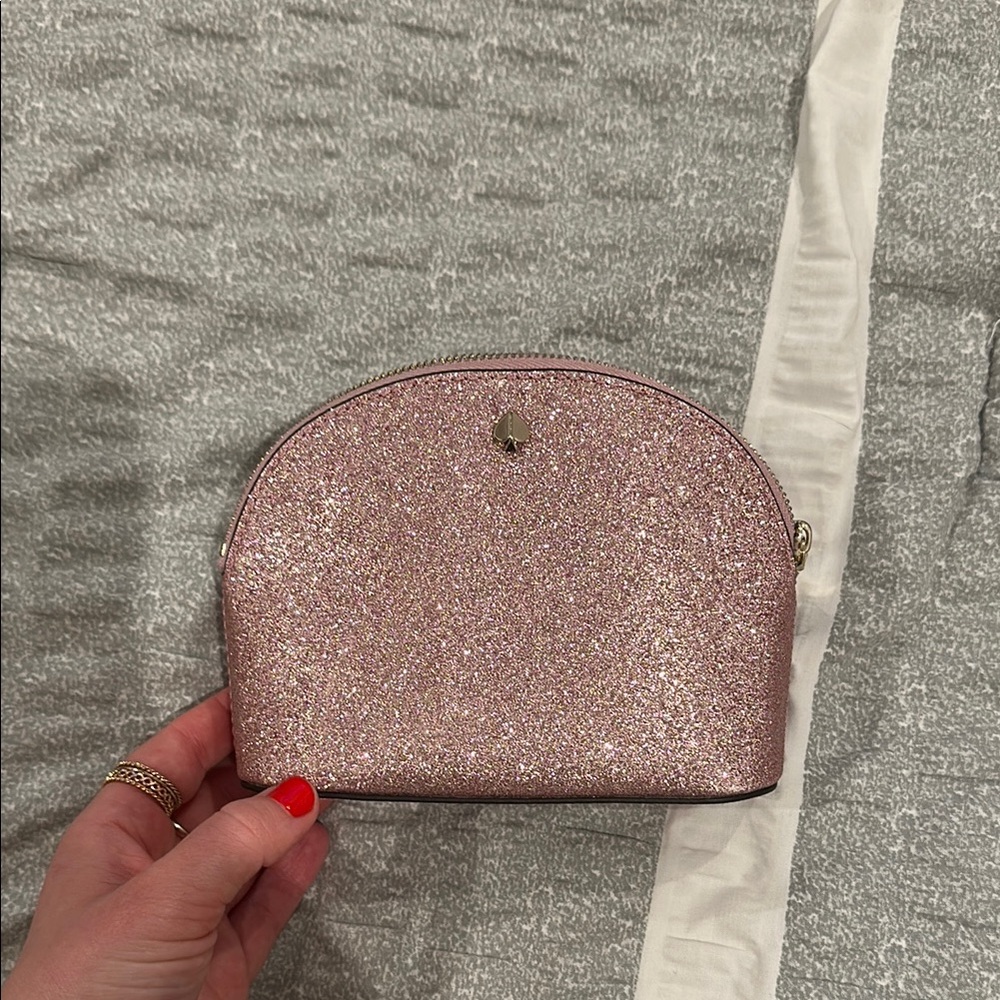 Kate Spade Pink Cosmetic Bag with Glitter Finish